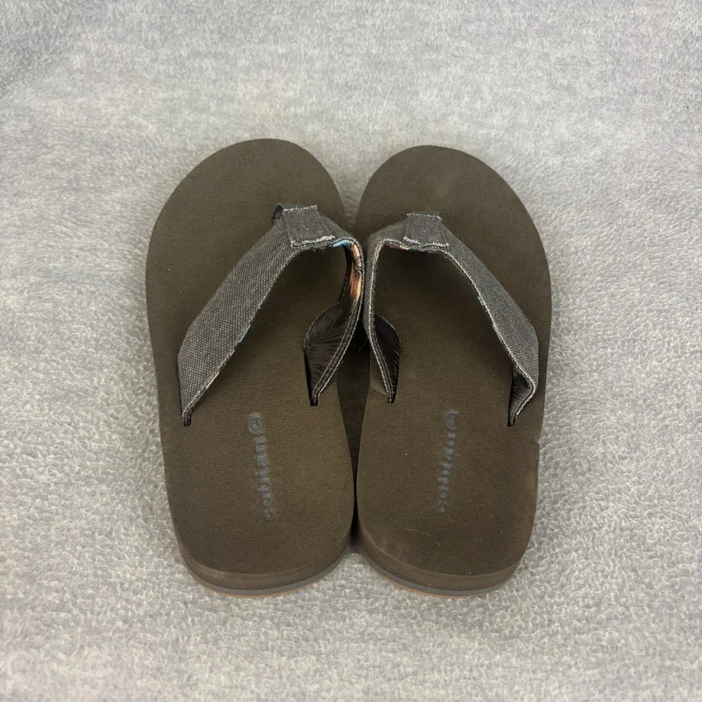 Cobian Flip Flops Mens 9 Brown Canvas Strap Thong Sandals Beach Casual